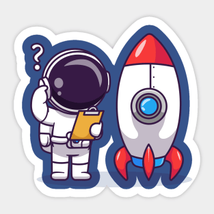 Cute Astronaut Testing Rocket Sticker